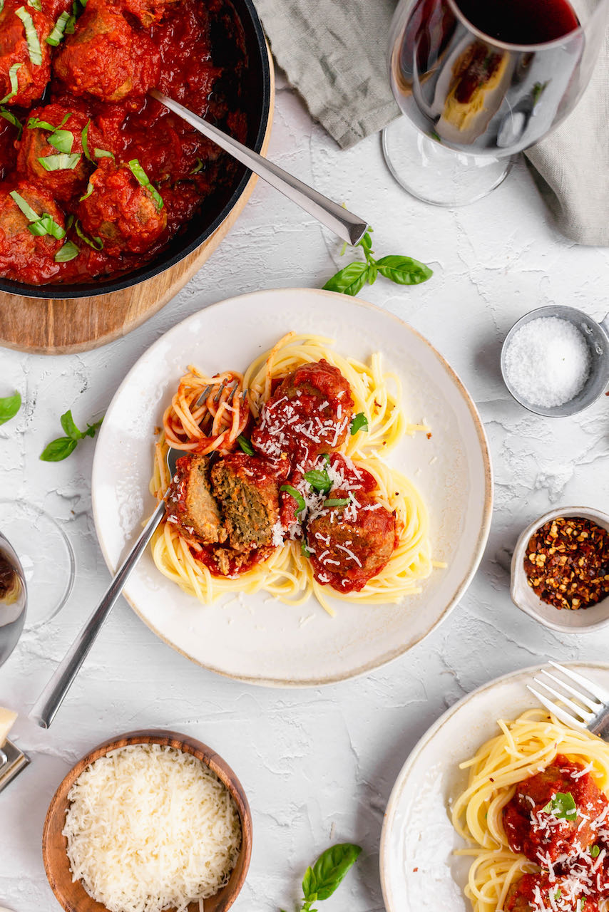 spaghetti lentilballs cut