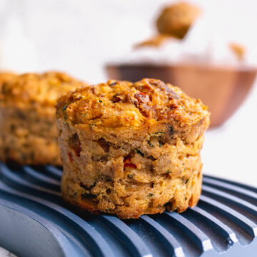 Savory zucchini muffin close