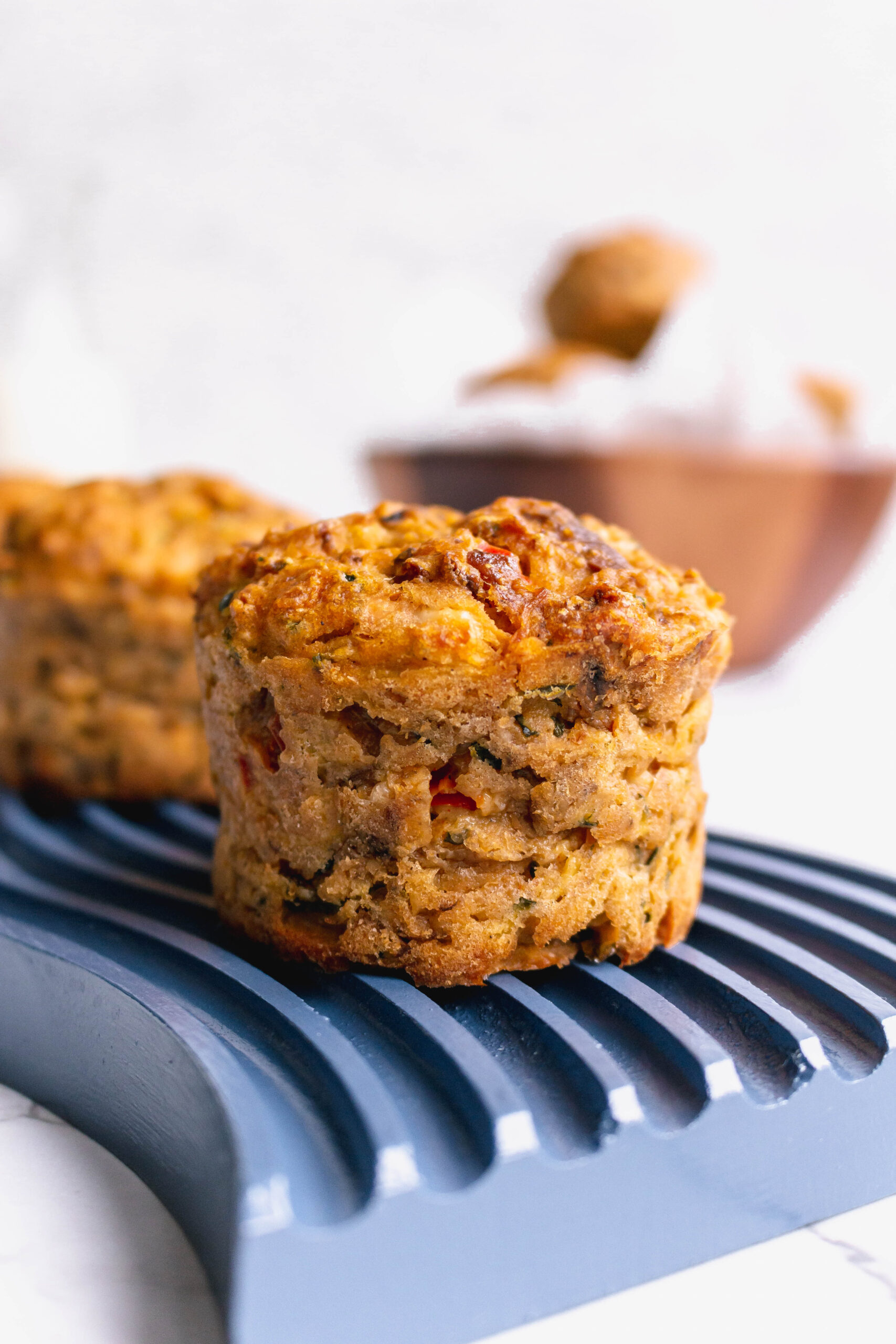 Savory zucchini muffin close