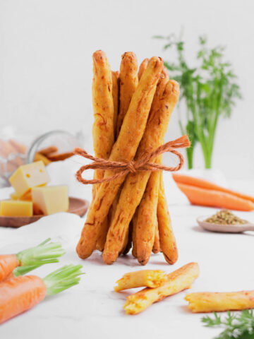 Carrot- Cheese Breadsticks with the inside visible