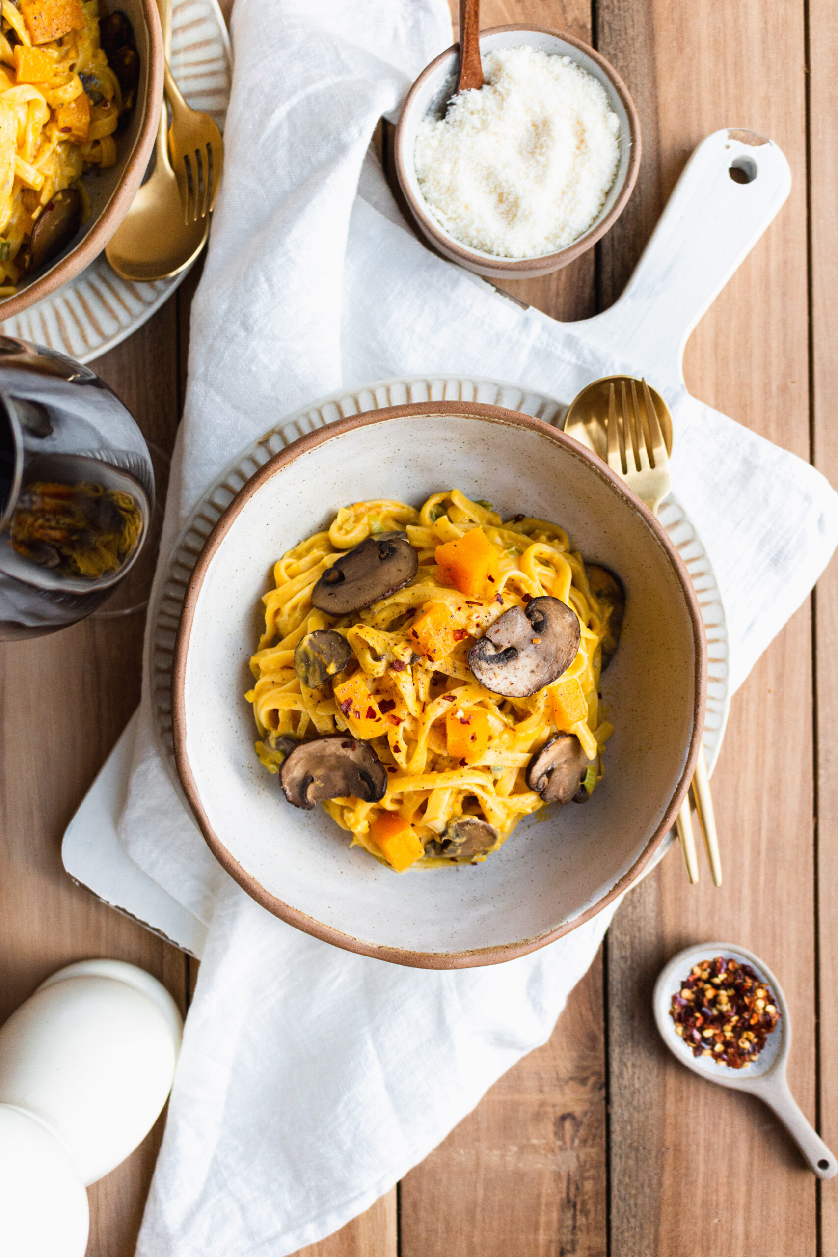 Pumpkin Leek & Mushroom Alfredo Pasta Foodathlon