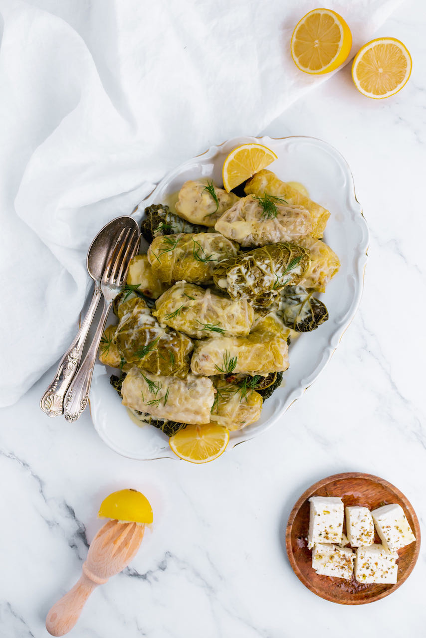 Greek Stuffed Cabbage Rolls (Lahanodolmades) ~ Foodathlon