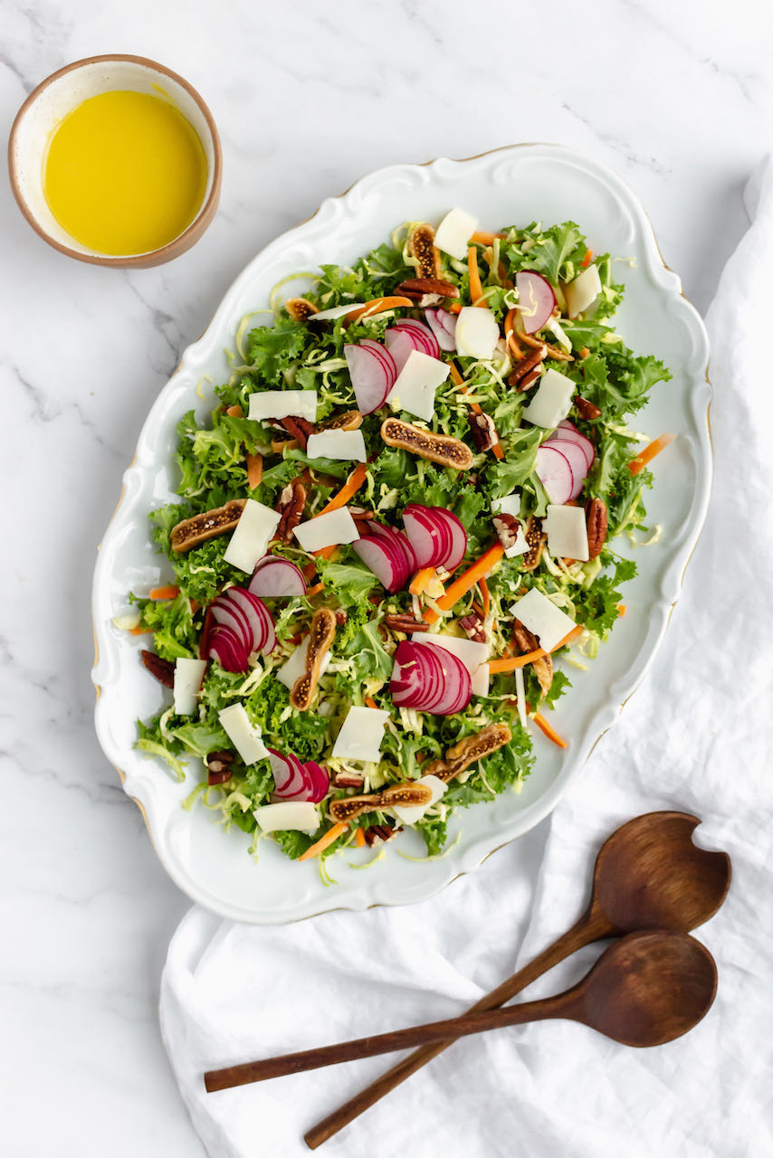 Kale & Brussels sprout salad flatlay