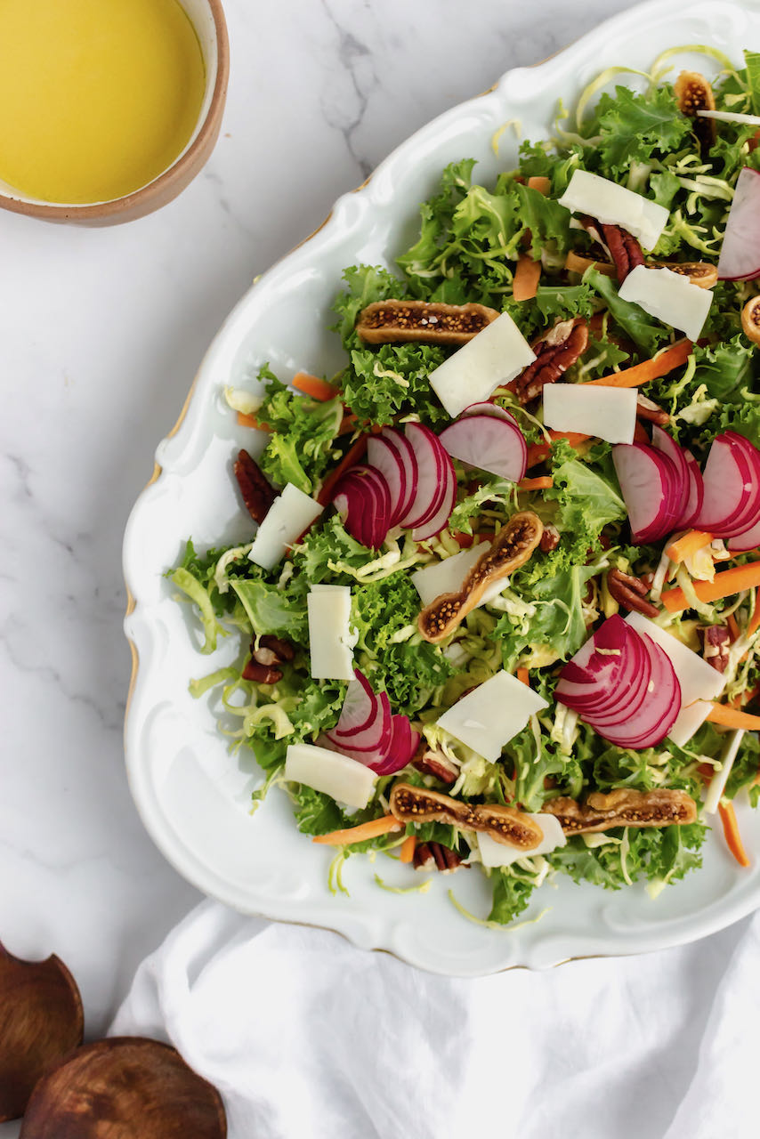 Kale & Brussels sprout salad close-up