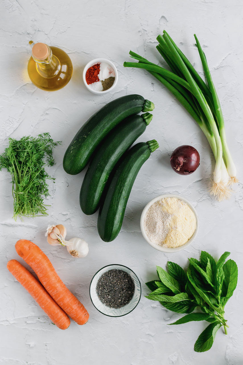vegan zucchini carrot fritters ingredients
